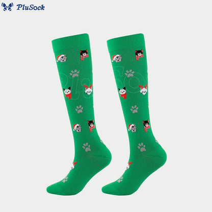 Christmas Cats Dogs Compression Socks(4 Pairs)