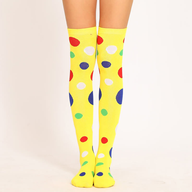 Colorful Dots Thigh High Socks(5 Pairs)