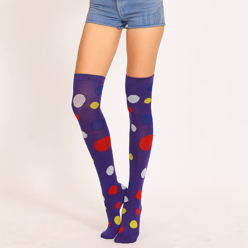Colorful Dots Thigh High Socks(5 Pairs)