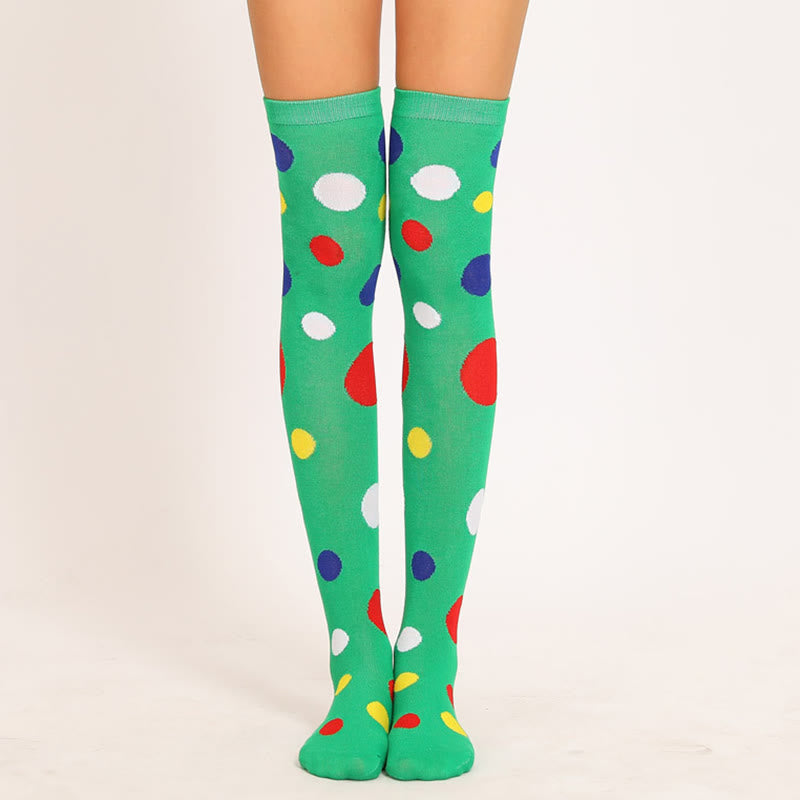 Colorful Dots Thigh High Socks(5 Pairs)