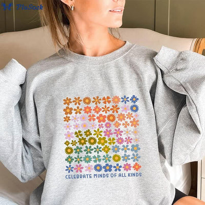 Plusock Plus Size Cute Flowers Sweatshirt
