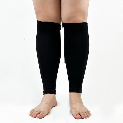 2XL-7XL Plus Size Wide Calf Zipper Compression Socks(2 Pairs) - Black - 7XL - image 0