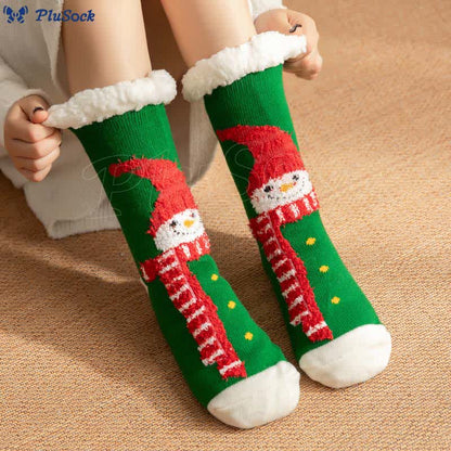 Plusock Plus Size Christmas Snowman Series Slipper Socks(2 Pairs)
