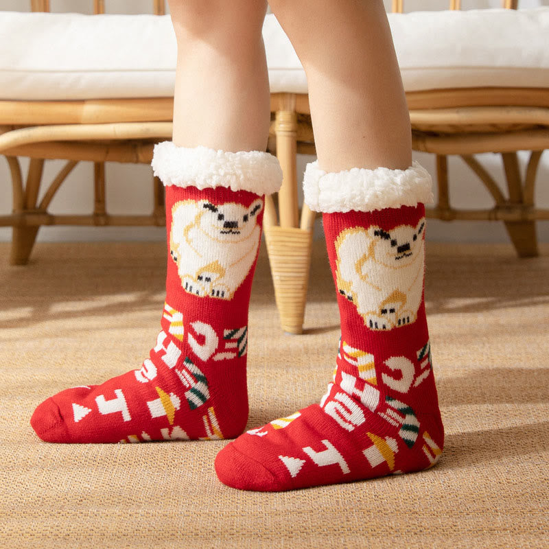 Plusock Plus Size Polar Bear Slipper Socks - Red - EU36-42(US3-8.5) - image 0