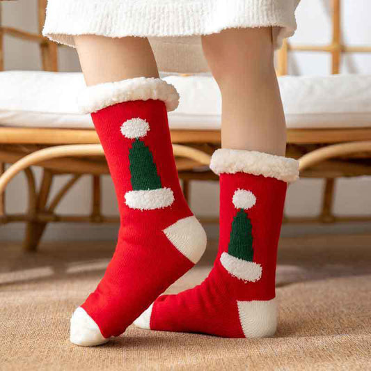 Plusock Plus Size Santa Hat Slipper Socks - Red - EU36-42(US3-8.5) - image 0