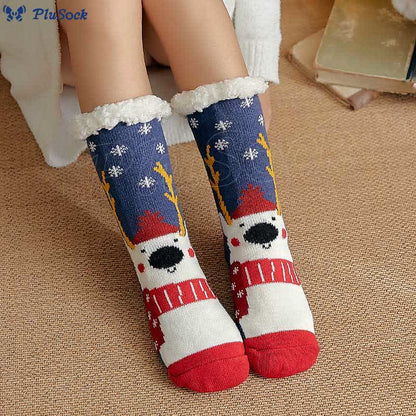 Plusock Plus Size Christmas Tree Gifts Slipper Socks
