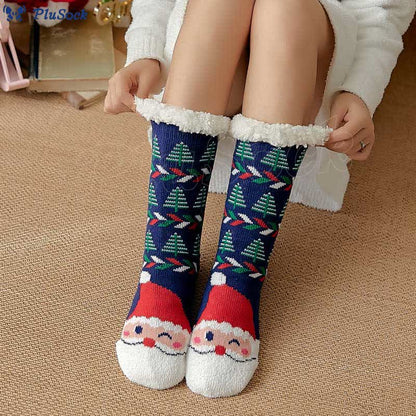 Plusock Plus Size Christmas Tree Gifts Slipper Socks