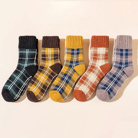 Plusock Colorblock Plaid Quarter Socks(5 Pairs) - Multicolor - EU36-41(US3-7.5) - image 0