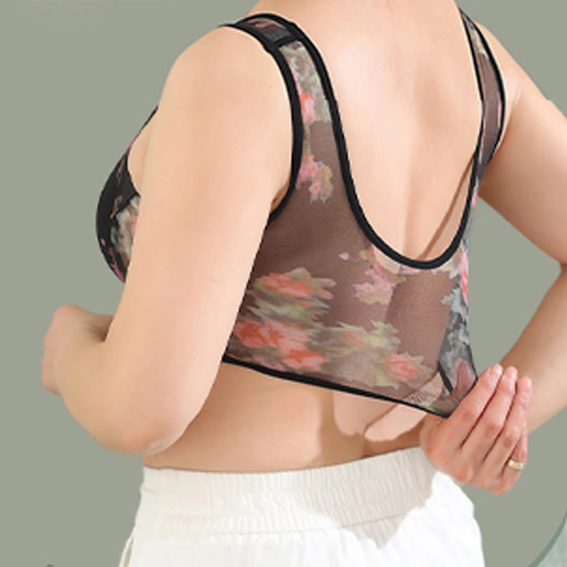 Plus Size Mesh Printed Wireless Bras(2 Packs)