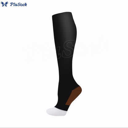 Plusock Classic Color Open Toe Compression Socks(5 Pairs)