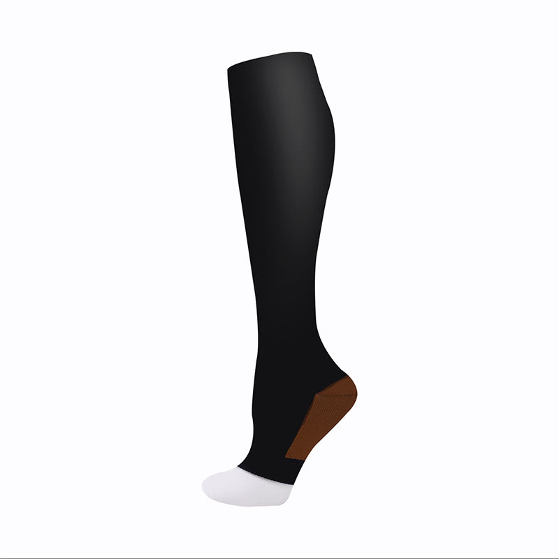 Plusock Classic Color Open Toe Compression Socks(5 Pairs) - Brown - S/M - image 6
