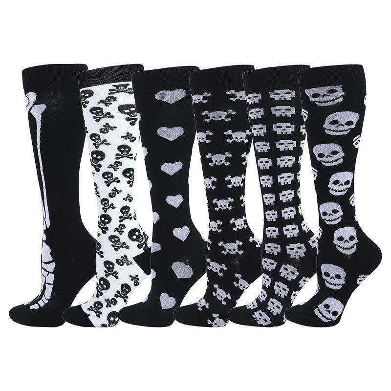 Plusock Skull Bones Compression Socks(6 Pairs) - Multicolor - S/M - image 0