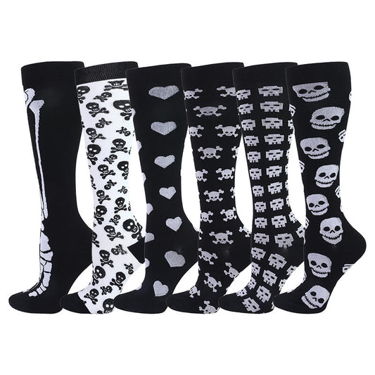 Plusock Skull Bones Compression Socks(6 Pairs) - Multicolor - S/M - image 0