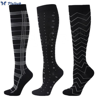 Plusock Wave Grid Compression Socks(3 Pairs)