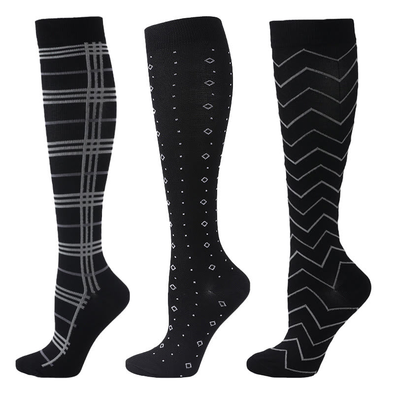 Plusock Wave Grid Compression Socks(3 Pairs) - Multicolor - S/M - image 0