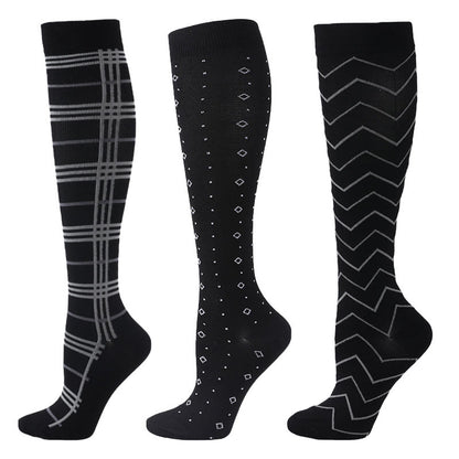 Plusock Wave Grid Compression Socks(3 Pairs) - Multicolor - S/M - image 0