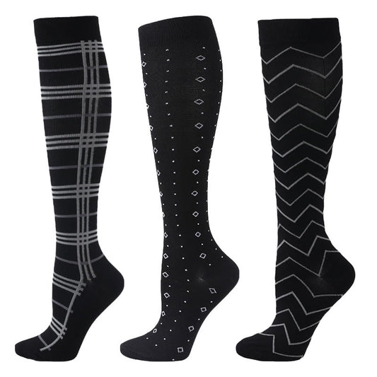 Plusock Wave Grid Compression Socks(3 Pairs) - Multicolor - S/M - image 0