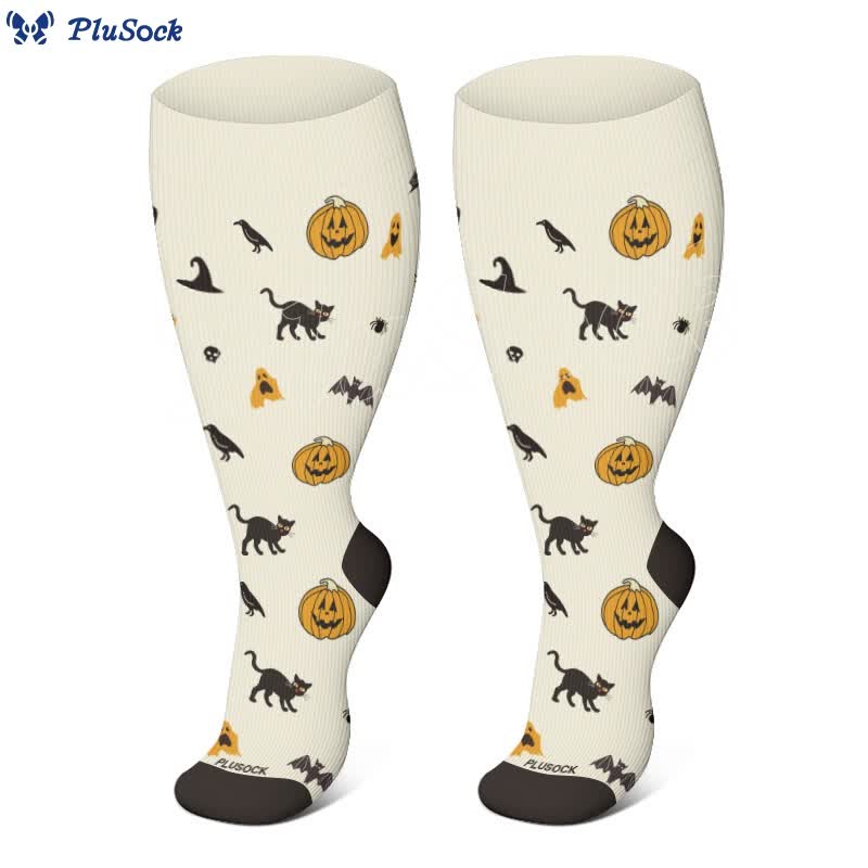 FREE Today: Plus Size Halloween Cat Compression Socks