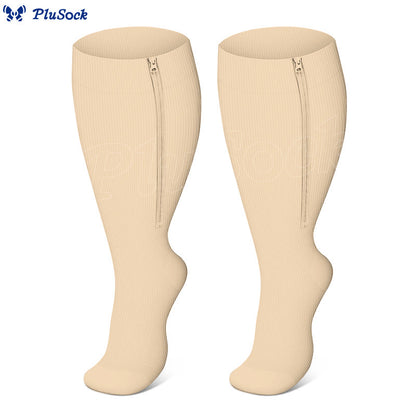 Plusock Plus Size Classic Zipper Compression Socks 2XL-7XL - Nude - 7XL - image 6