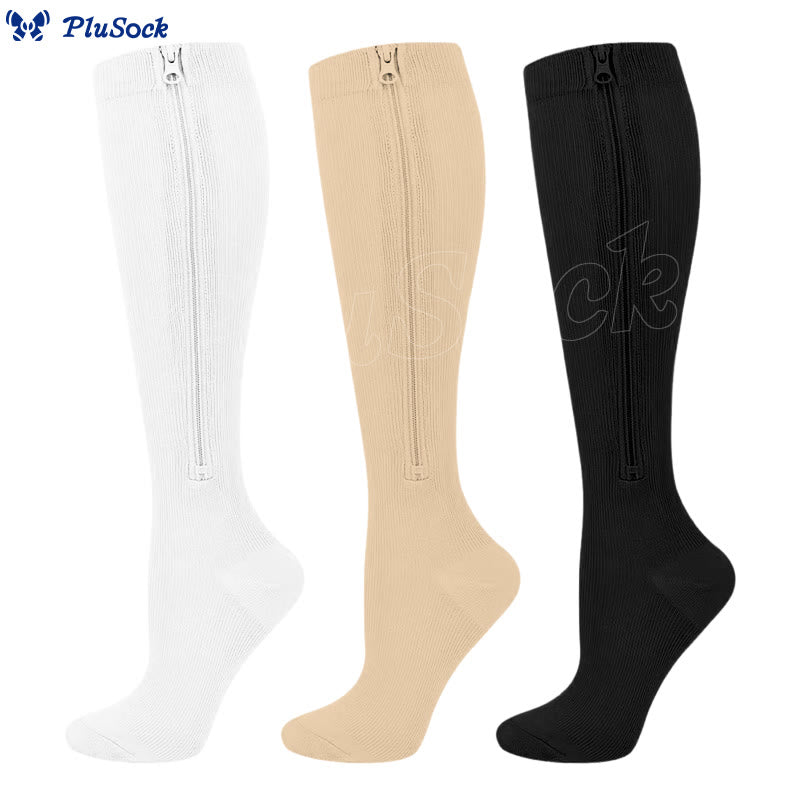 2XL-7XL Plus Size Classic Zipper Compression Socks(3 Pairs) - image 3