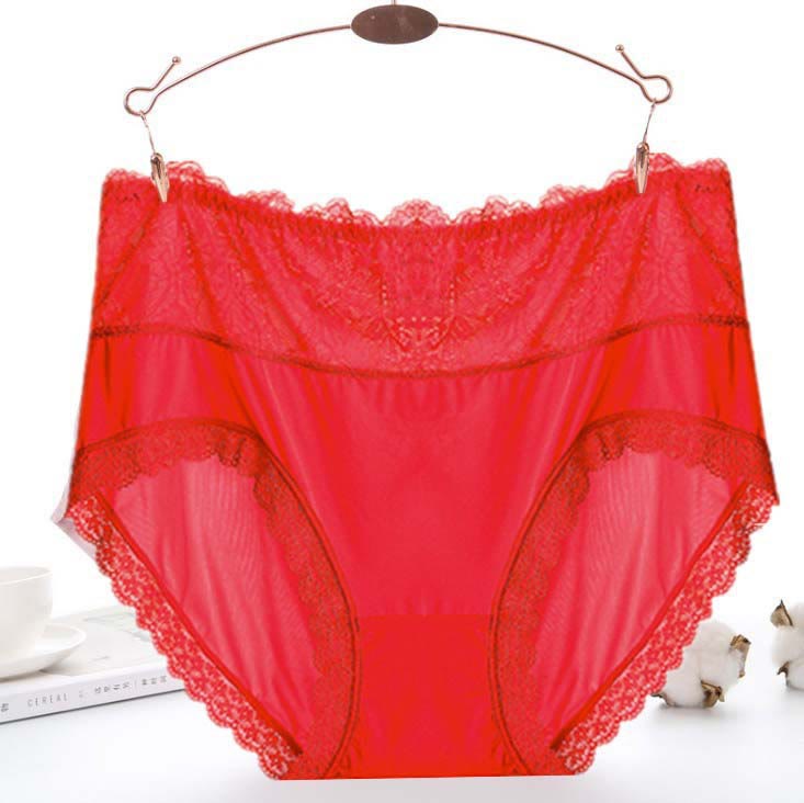 Plusock Sexy Mesh Lace Panty(3 Packs) - Red - 5XL - image 4