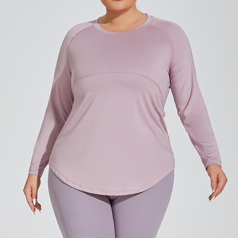 Plusock Long Sleeve Sportswear Yoga Shirt - Light Purple - 4XL - image 0