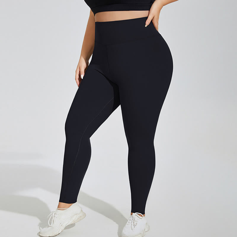 Plusock Plus Size High-Waisted Active Shaping Leggings - Black - 4XL - image 2