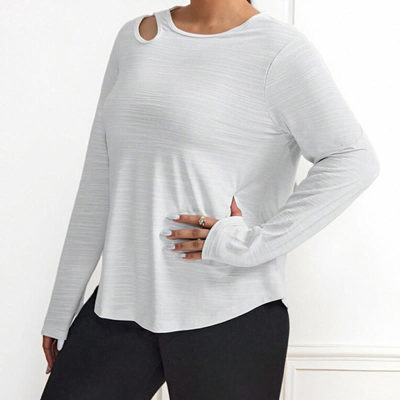Plusock Plus Size Loose Long Sleeve Sports Shirt - image 1