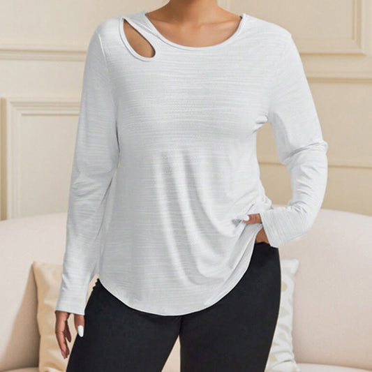 Plusock Plus Size Loose Long Sleeve Sports Shirt - White - 4XL - image 0