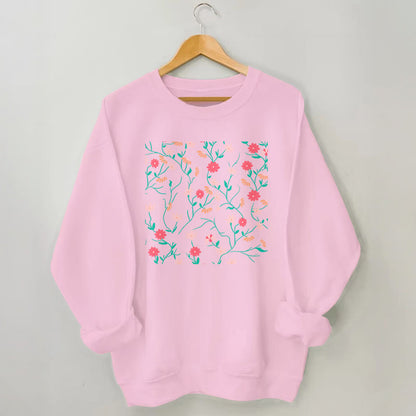 Plusock Plus Size Red Pink Flowers Sweatshirt