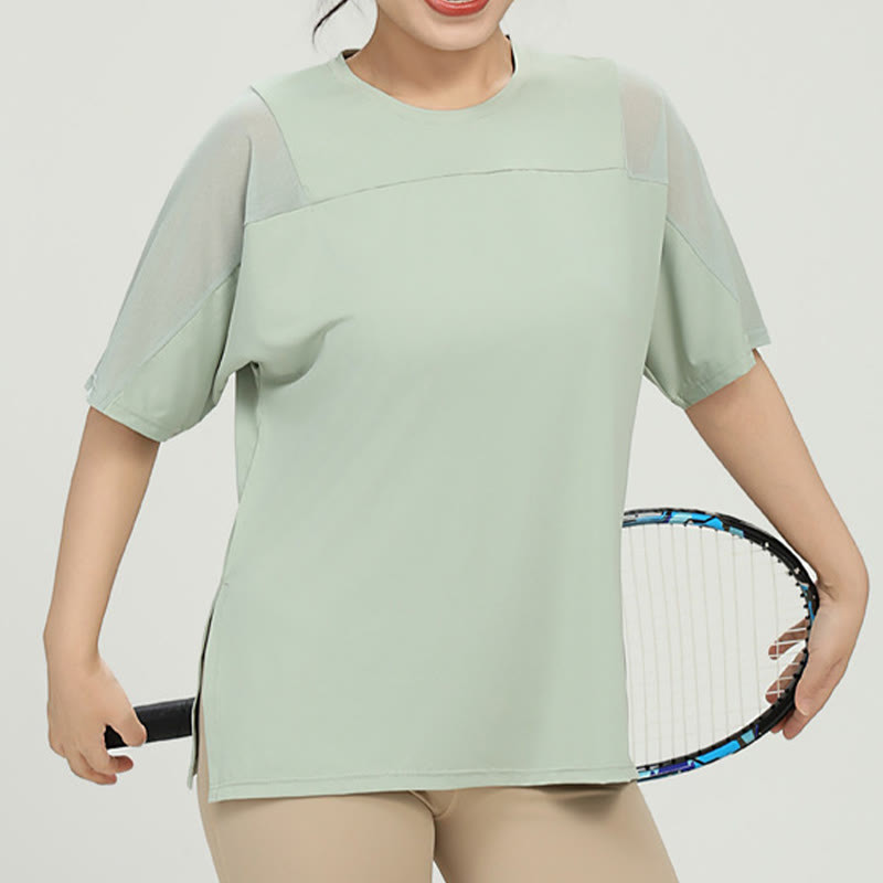 Plusock Plus Size Quick Dry Yoga Short Sleeve Shirt - Green - 5XL - image 10