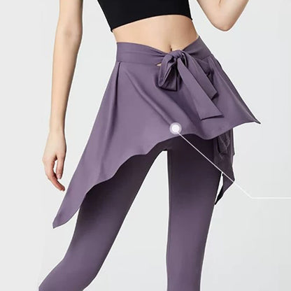 Plusock Plus Size 2 in 1 Workout Tie Waist Skirted Yoga Pants - image 8