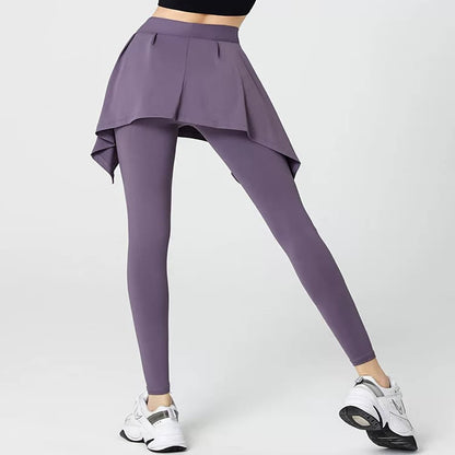 Plusock Plus Size 2 in 1 Workout Tie Waist Skirted Yoga Pants - image 5