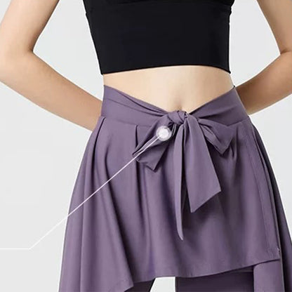 Plusock Plus Size 2 in 1 Workout Tie Waist Skirted Yoga Pants - image 7