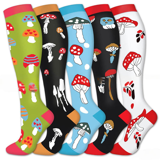 Plusock Mushroom Compression Socks(5 Pairs) - Multicolor - S/M - image 0