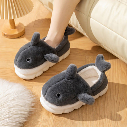 Plusock Plus Size Cute Whale Slippers - Grey - EU43-44(US9-10) - image 1