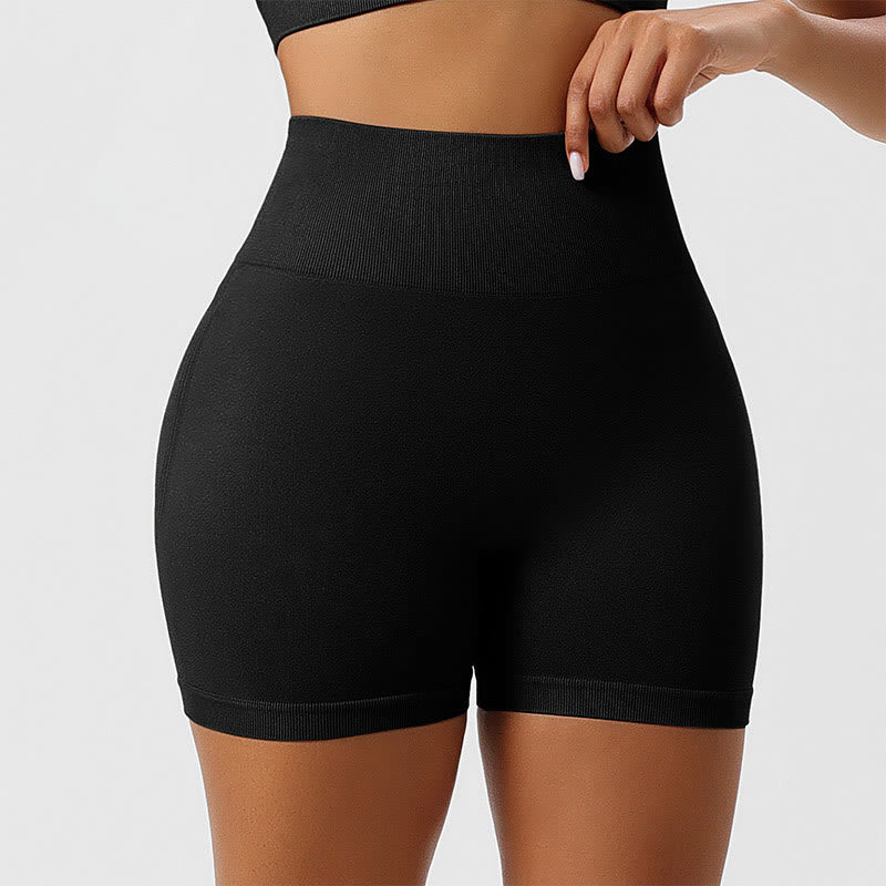 Plusock Seamless Outer Wear Sports Yoga Butt Lifting Shorts - Black - 2XL - image 4