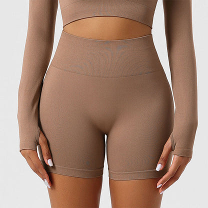 Plusock Seamless Outer Wear Sports Yoga Butt Lifting Shorts - Khaki - 2XL - image 0