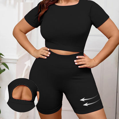 Plusock Quick Dry Sports Yoga Suit - Black - 3XL - image 0