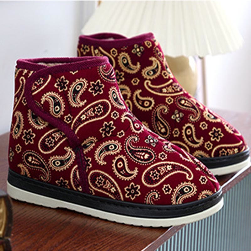 Plusock Plus Size Gold Embroidery Slippers - Wine - EU40-41(US7-7.5) - image 12