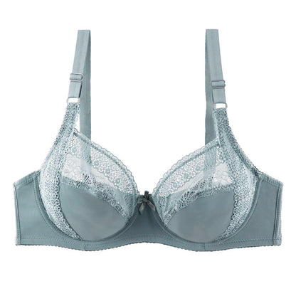 Plus Size Thin Adjustable Lace Patchwork Underwire Bra