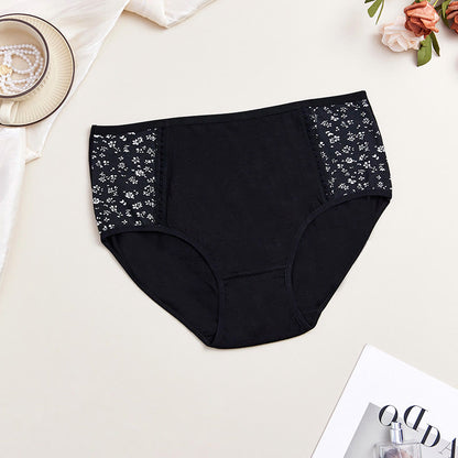 Plus Size Side Waist Print High Waist Panty(3 Packs)