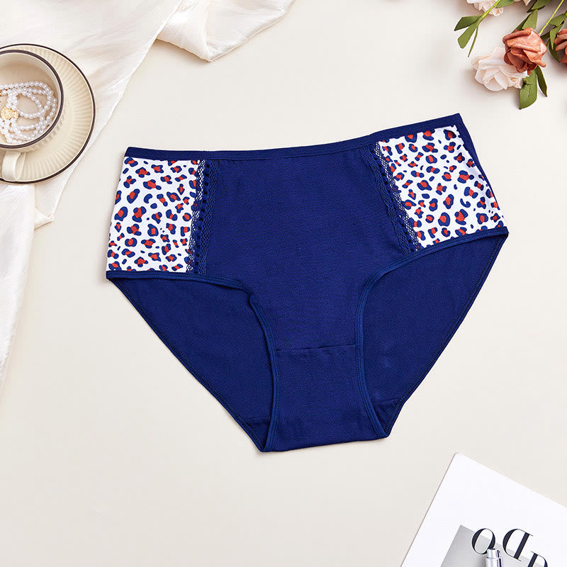 Plus Size Side Waist Print High Waist Panty(3 Packs)