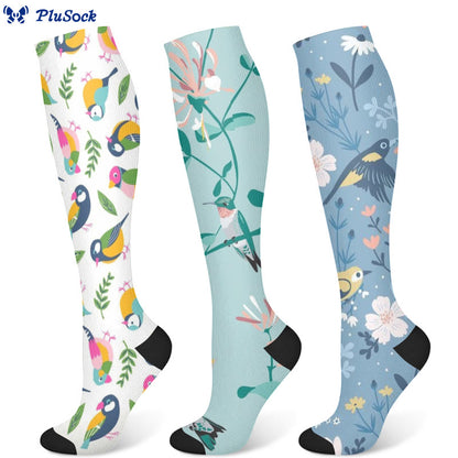 Bird Flower Compression Socks - image 4