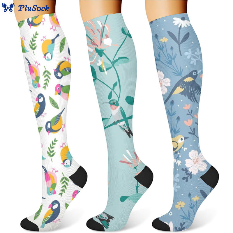 Bird Flower Compression Socks - image 0