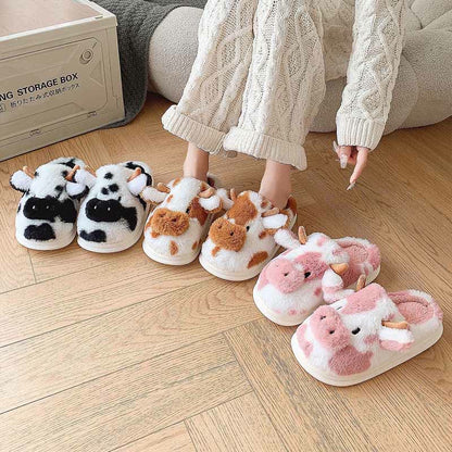 Plus Size Plush Cow Slippers