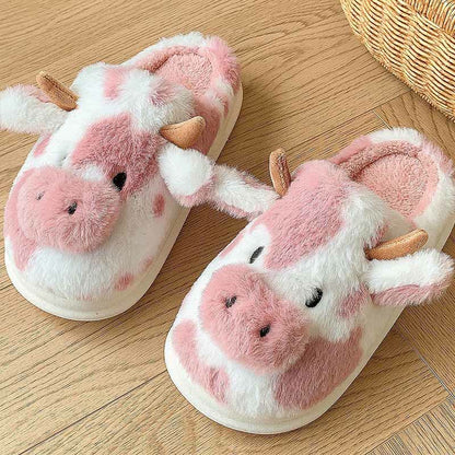 Plus Size Plush Cow Slippers
