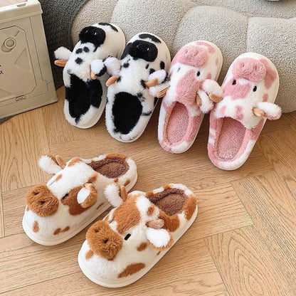 Plus Size Plush Cow Slippers