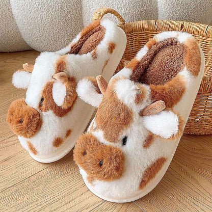 Plus Size Plush Cow Slippers