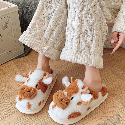 Plus Size Plush Cow Slippers